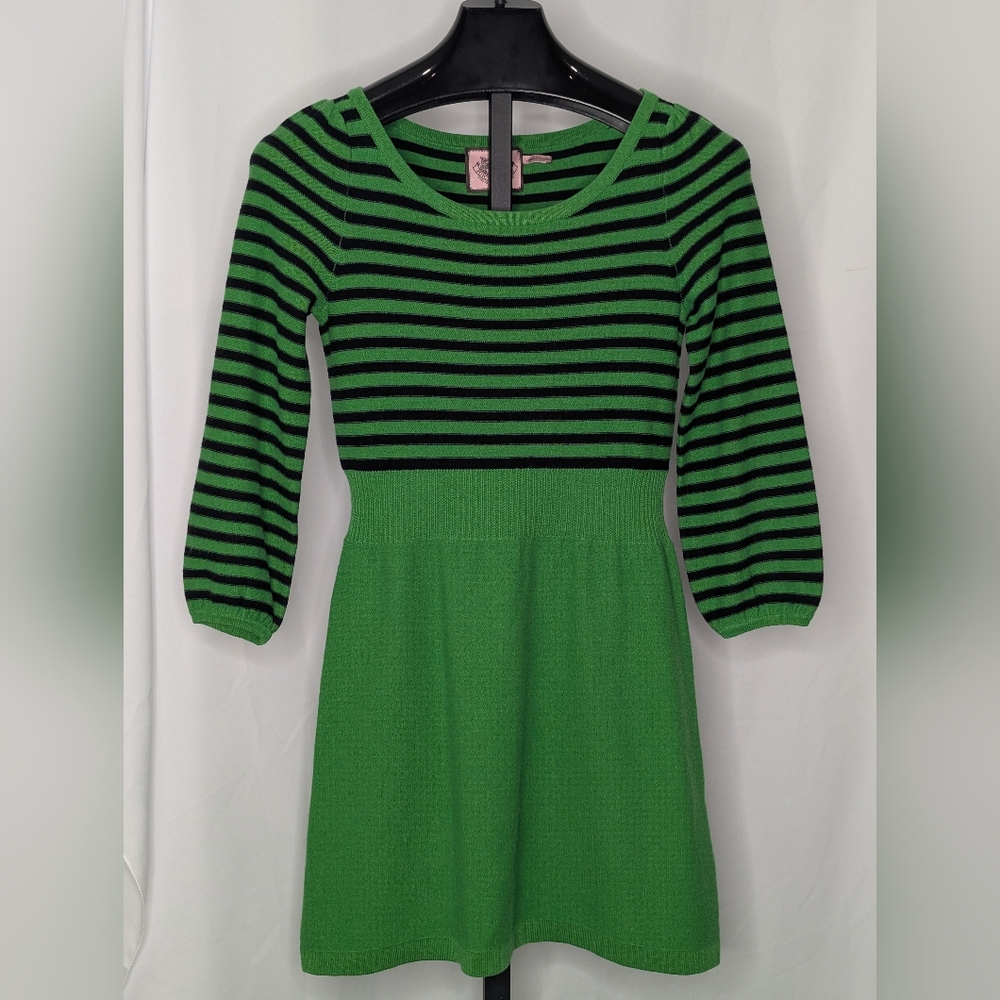 Juicy Couture Green and Black Striped  Women's Dress Size Small